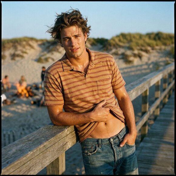 Abercrombie & Fitch Men’s XL Striped Polo Tan Cotton Y2K Preppy Retro Heritage - Picture 1 of 6